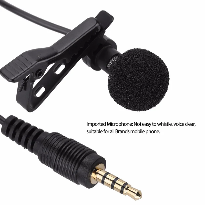 3.5mm Jack Mini Collar Clip type microphones 1.5m Cable Conference Speaking Record Microfono Mic for IOS android Phones | Электроника