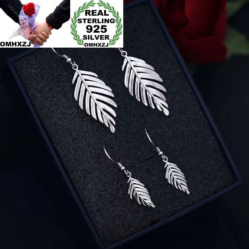 

Серьги OMHXZJ из серебра 925 пробы с листьями для женщин и девушек