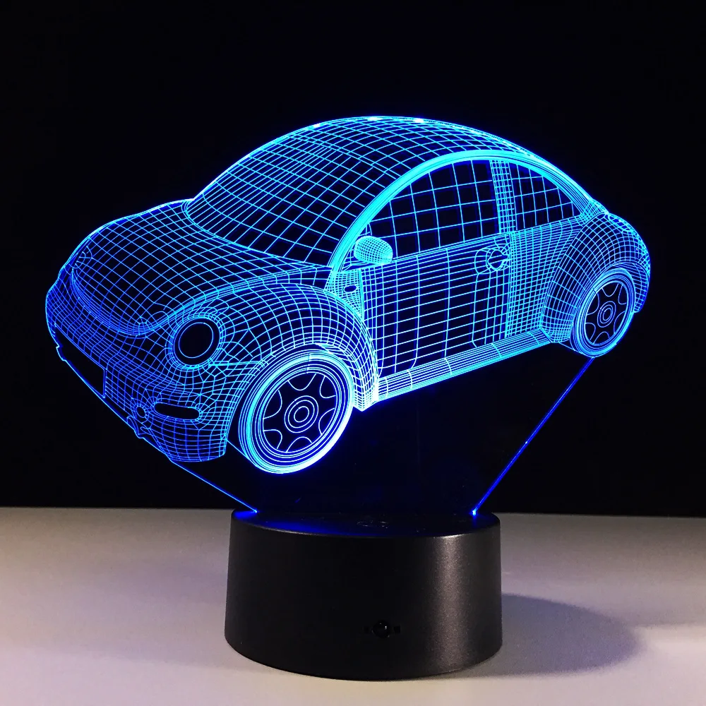 7 цветов визуальная лампа для моделирования автомобиля 3D светодиодный ночник