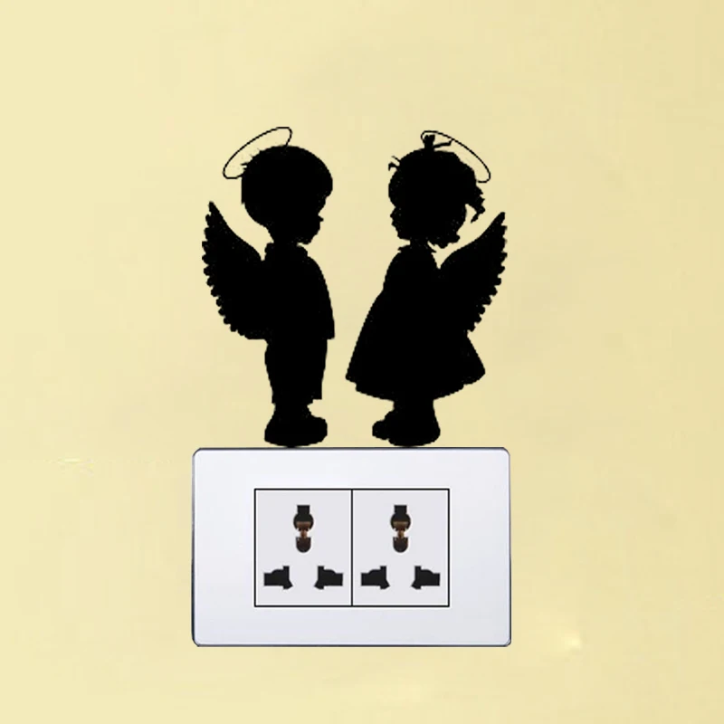 Ангел дети мода виниловые светильник переключатель наклейки для украшения стены