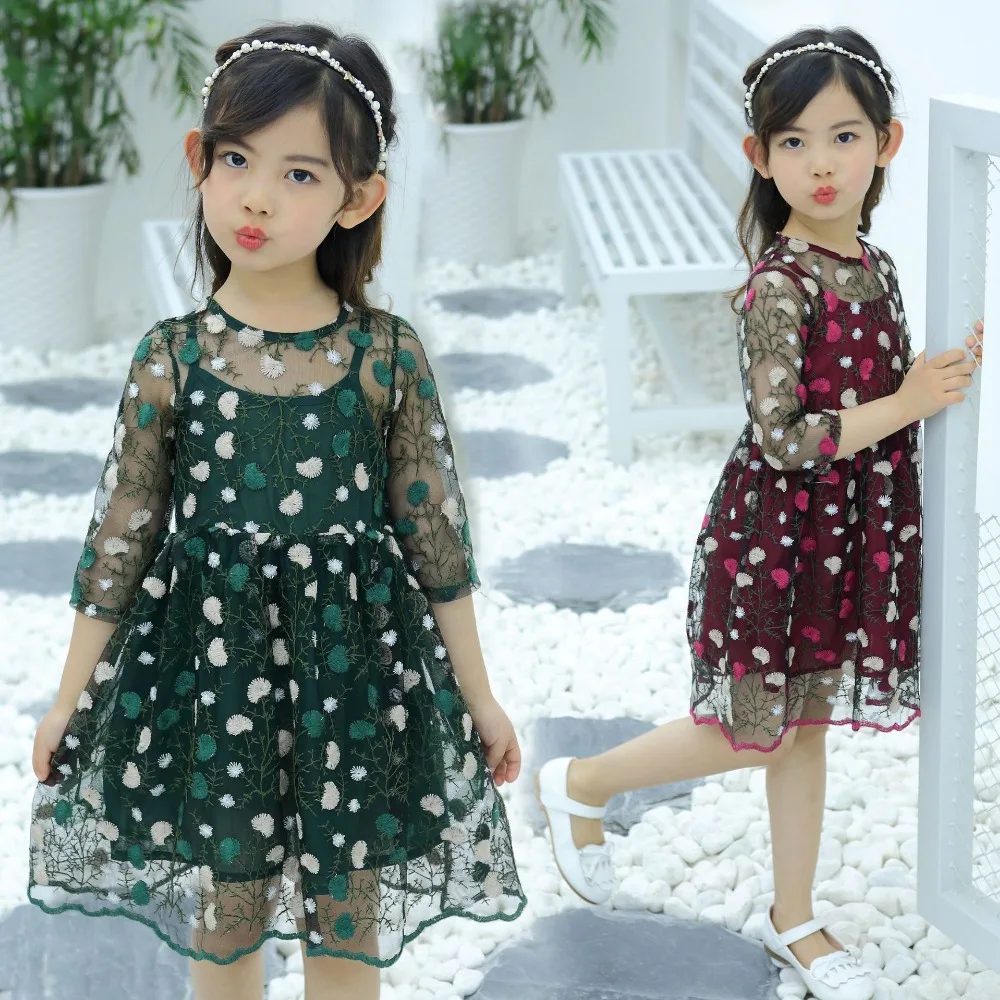 Roupas infantis menina продажи Детское платье вышивки соболезнуем пояса мягкие свободные