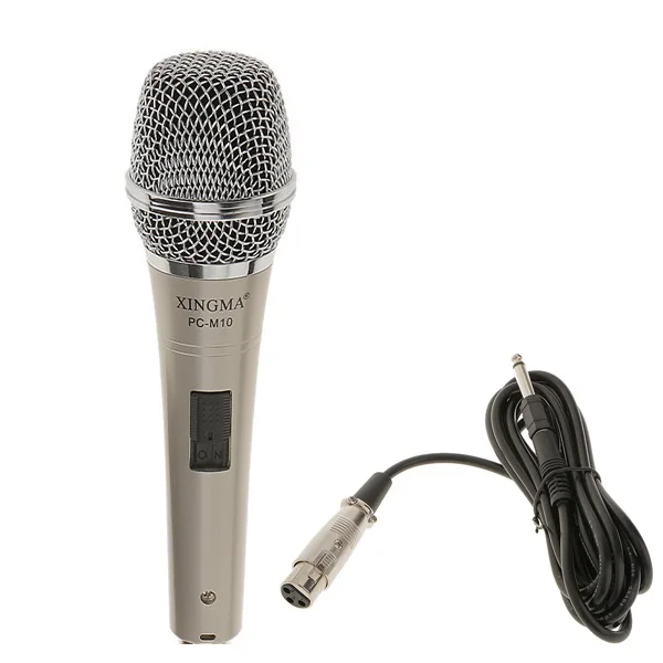 Silver PC-M10 ручной микрофон для караоке конденсатор для вокала металлический корпус сетчатый предохранитель профессиональный проводной микрофон для студийной записи - Цвет: Silver