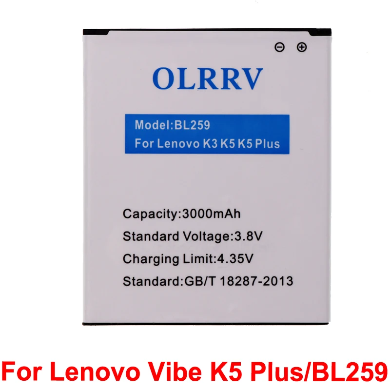

Аккумулятор высокой емкости BL259 для Lenovo Vibe K5 Plus Batterie Bateria Batterij K32C30 K32C36 3000 мАч
