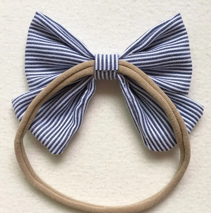 Мягкая нейлоновая повязка для девочек 3 5 &quot полосатая тканевая с бантом