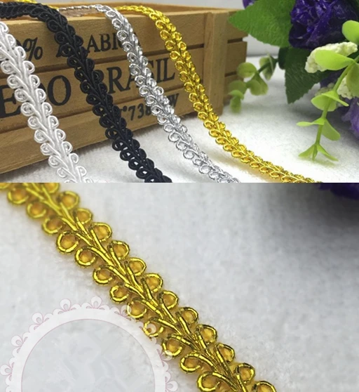 Кружевная лента золотистая 4 цвета с узором в елочку 25 м/лот ширина 8 мм|lace fabric|lace