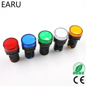 Индикатор питания, 1 шт., 12 В, 24 В, 110 В, 220 В, 380 В, 22 мм, светодиод для монтажа на панель, контрольная сигнальная светильник па, AD16-22, красный, синий, белый, зеленый, желтый