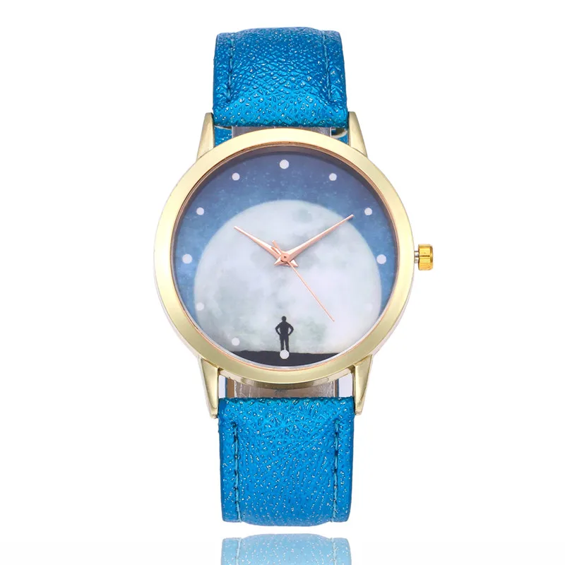 FUNIQUE 2018 Women Watches White Moon Print Leather Small Round Dial Quartz Hours Reloj Mujer Bracelet For Wrist Watch | Наручные часы