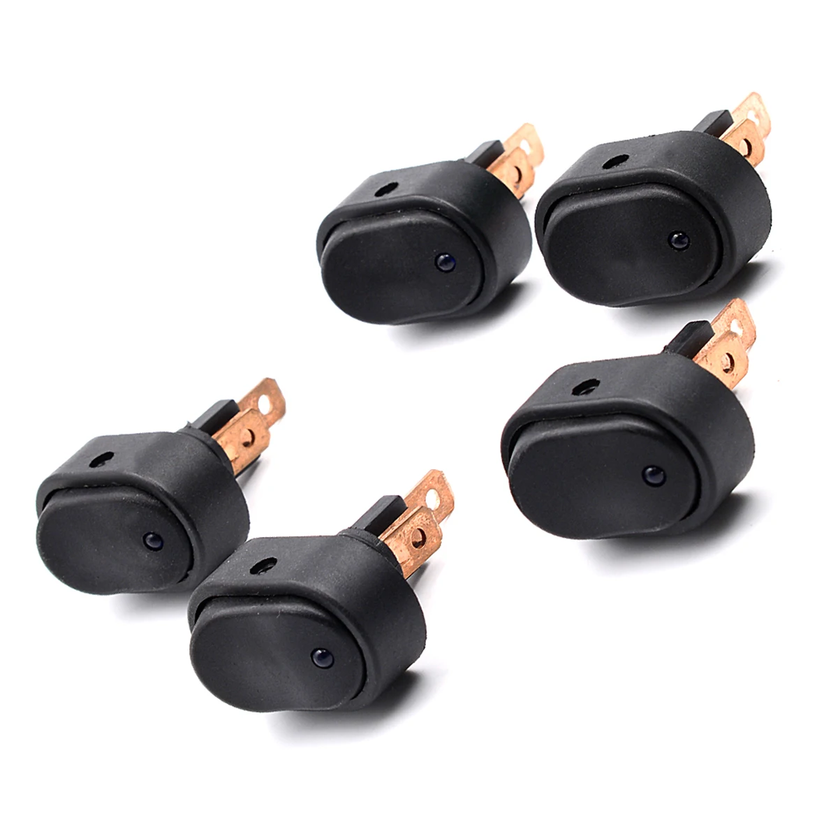 5pcs 12V 30A 3-Pin On / Off Oval LED Reset Push Button Switch for Motorcycle Car Boat (Black) | Автомобили и мотоциклы