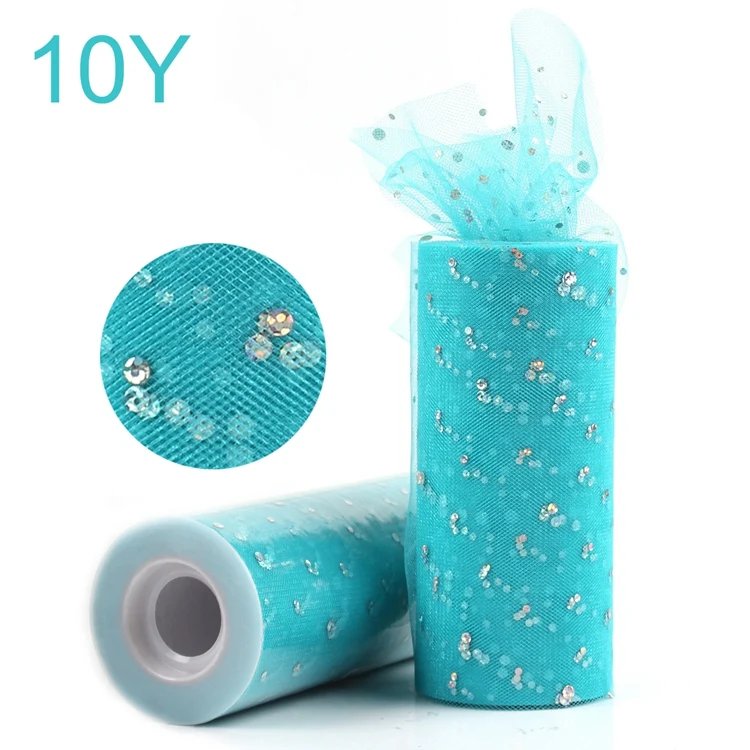 Turquoise 10Y QIFU 10 25 ярдов 15 см тюль рулон блестящая пачка свадебное украшение свадебный Тюль Ткань ремесло DIY ремесло день рождения принадлежности - Цвет: Turquoise 10Y