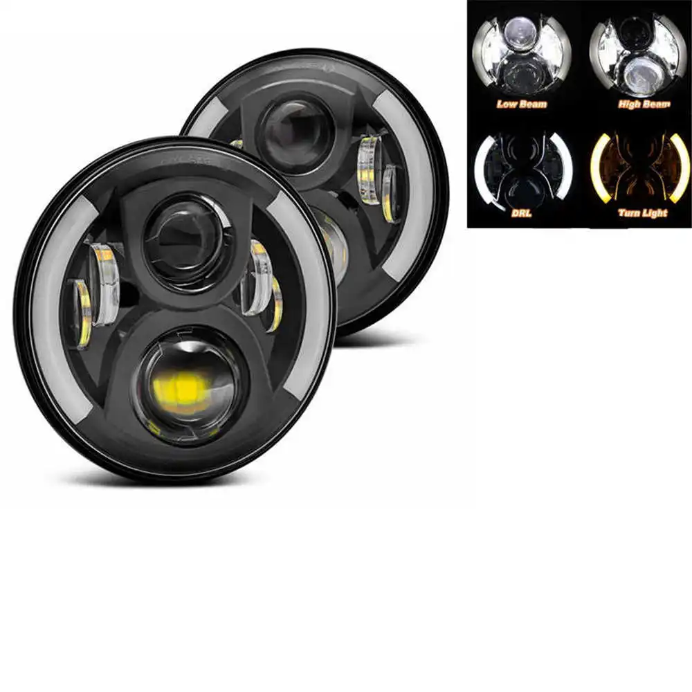 50w Halo light Black Черный " моторный светодиодный круглый Halo фара для лада Нива 4x4 7 дюймов Хромированная фара с белым DRL для Nissan Patrol Y60 - Цвет: 50w Halo light Black