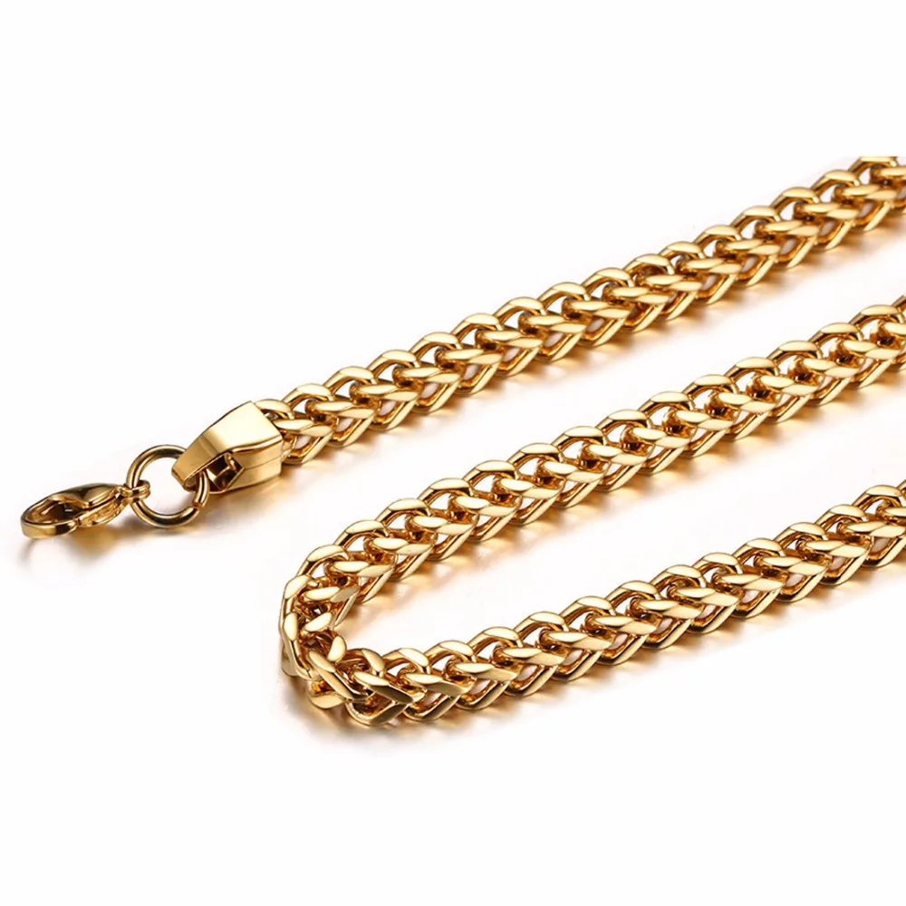 6mm Necklace Men Gold Color Stainless Steel Cut Cuban Link Dragon Skeleton Weaving Chain Jewelry Accessories Hot Sale 23.6inch