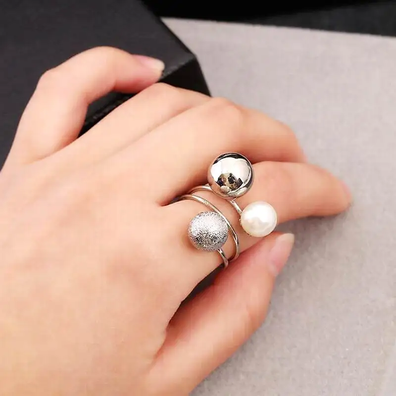 Многослойные кольца с имитацией жемчуга для женщин бижутерия большое кольцо