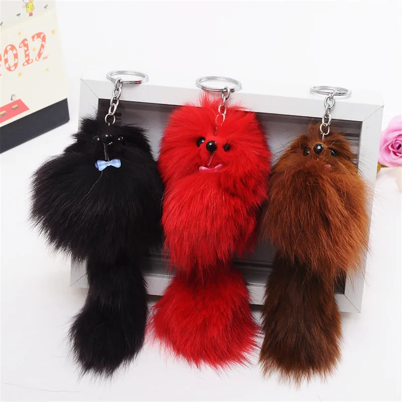 Pom Fox Furx симпатичная цепочка для ключей, женская сумка, амулеты, автомобильный пушистый брелок, женский брелок для ключей, маленькая форма лисы, брелок, ювелирное изделие, Мужская безделушка