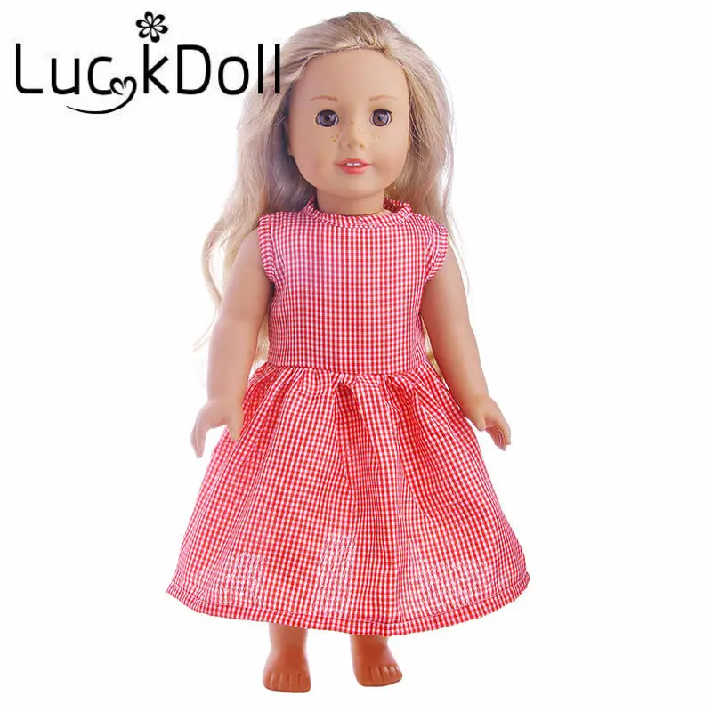 Платье LUCKDOLL без рукавов с цветным принтом для кукол 43 см или 18 дюймов аксессуары