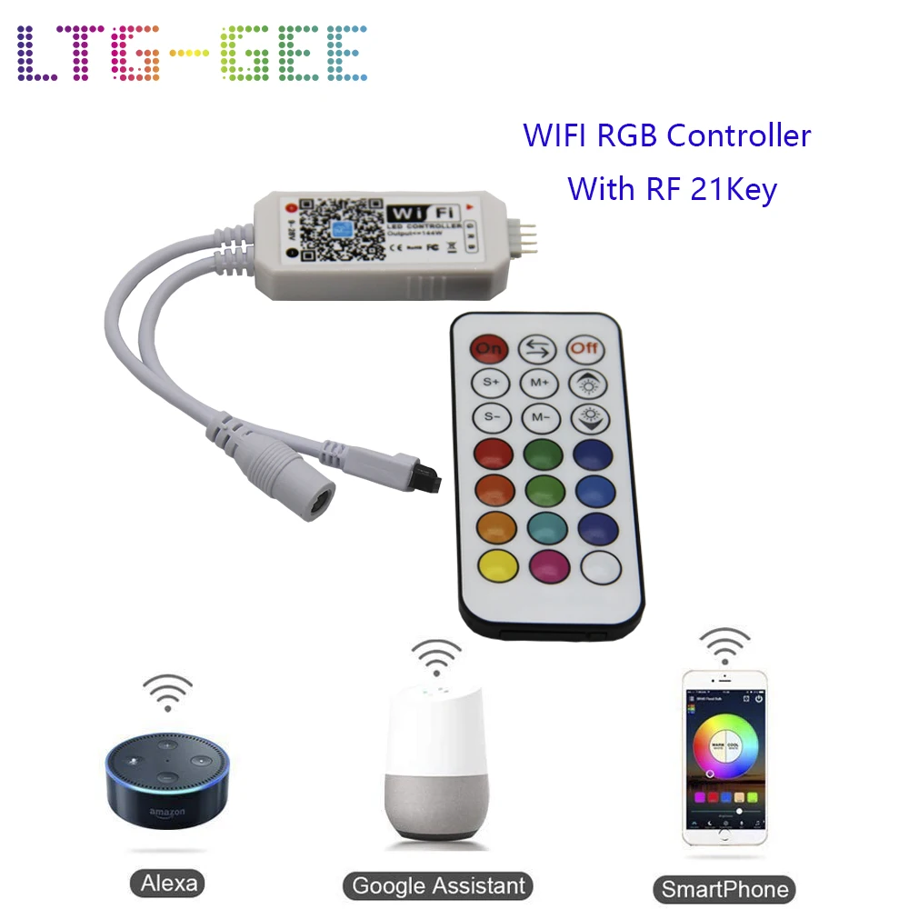DC5 24V WIFI RGB/RGBW/Pixel led контроллер полосы музыкальный работает с Amazon Alexa и Google Home для