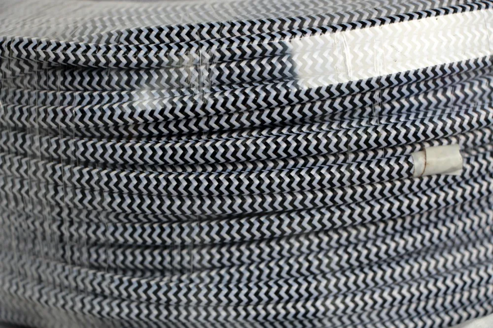 5 м черно белый текстильный провод 2x0.75mm2 тканевый кабель цветной плетеный