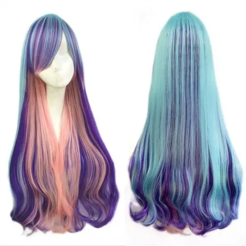 Бесплатная доставка USPS в США Новая Девушка Волосы Волнистые Смешанный Цвет Косой