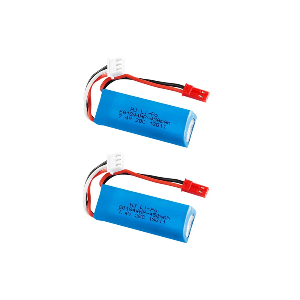 7,4 V 450 мА/ч, 20C Lipo Батарея для WLtoys K969 K979 K989 K999 P929 P939 RC автомобиль Запчасти 2s 7,4 v Батарея 2 шт./лот - Цвет: 2psc