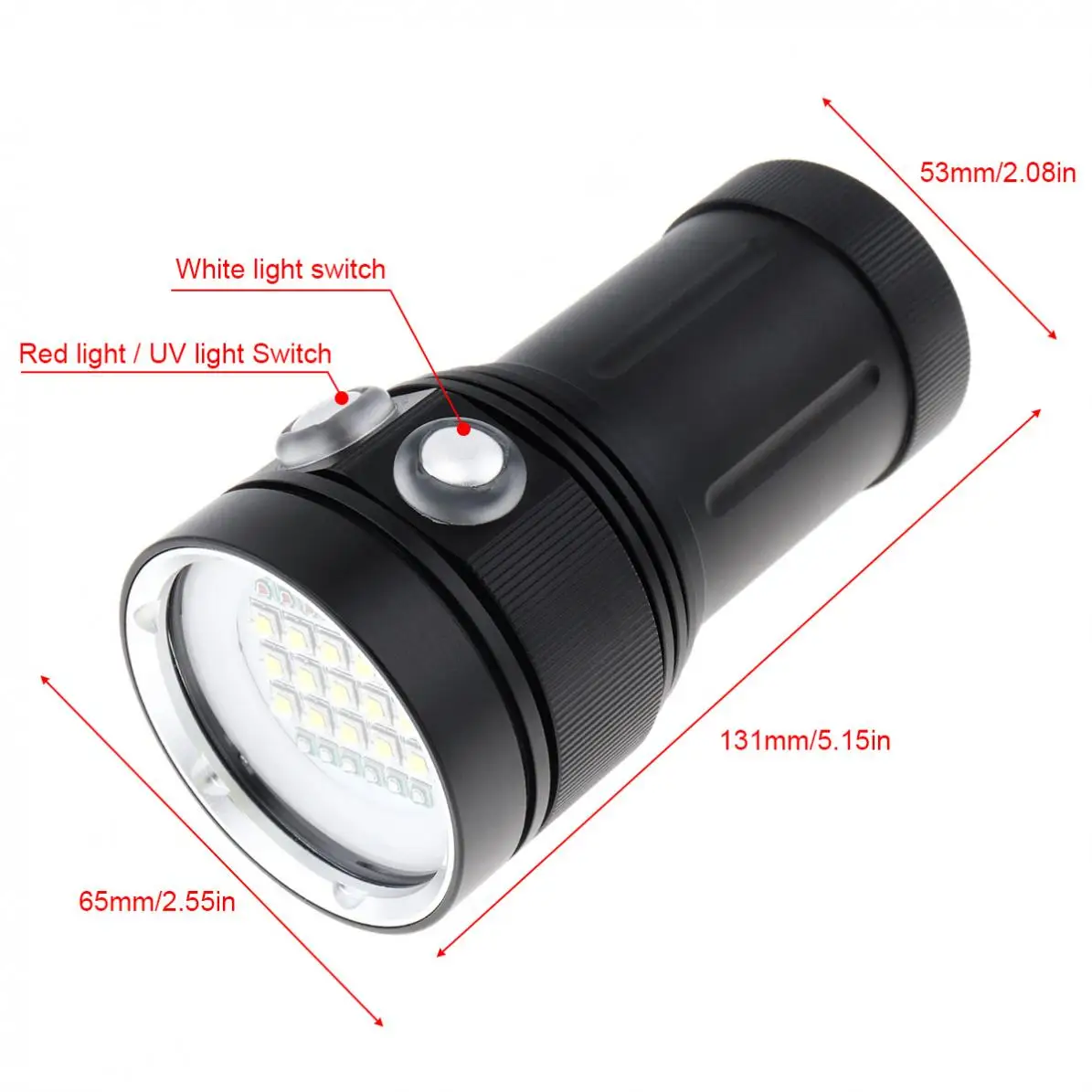 Online 100M LED 15 XML2 6 Rot 6 UV High-power Berufs Tauchen Lampe Kamera Fotografische Lampe Taschenlampe Tauchen Taschenlampe