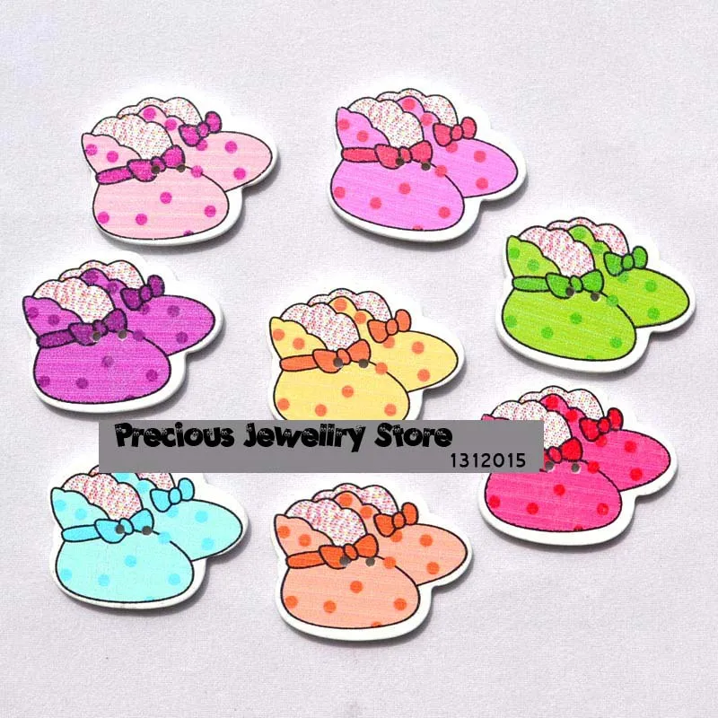 20 шт., детские ботинки с двумя отверстиями, 35x29 мм