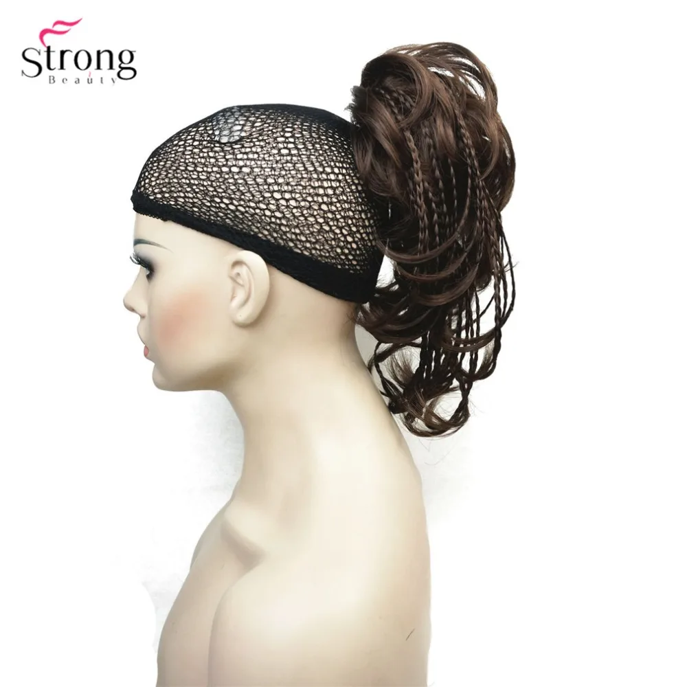 Плетеные косички StrongBeauty с зажимом для конского хвоста удлинители волос короткие