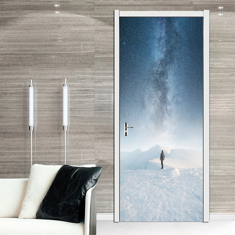2 шт./компл. наклейки для зимней двери в ландшафтном стиле обои спальни гостиной