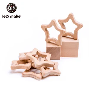 Деревянный Прорезыватель для зубов Let's Make, детские игрушки из натурального Букового дерева без бисфенола А, детский Прорезыватель сделай сам в форме мультяшной звезды, 20 шт.