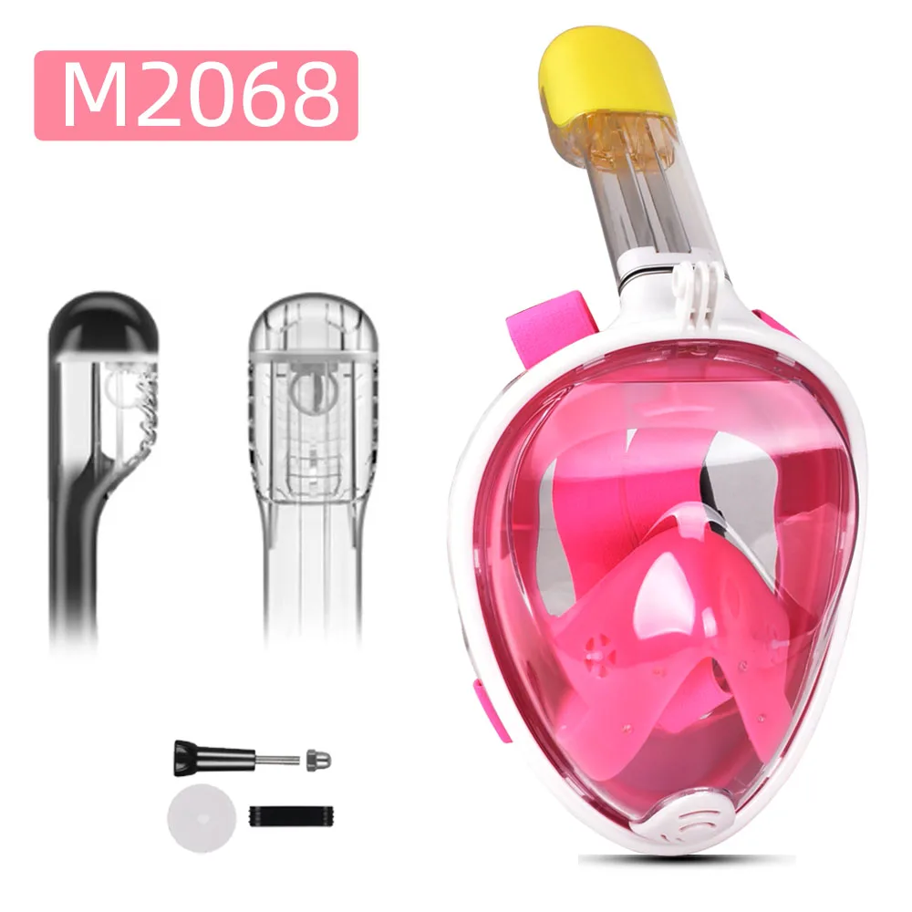 M2068 Pink Новая Smaco маска для подводного плавания с полным лицом, набор для подводного плавания, тренировочная маска для подводного плавания Mergulho, маска для подводного плавания для камеры Gopro - Цвет: M2068 Pink