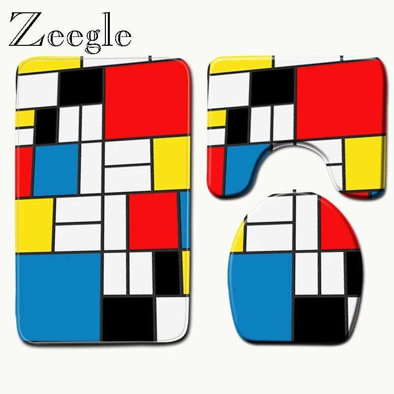 Zeegle 3D коврик для душа с геометрическим рисунком ванной из микрофибры коврики