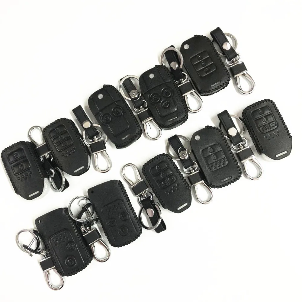 

Genuine Leather Car Key Covers Case KeyChain Bag For Honda Brio CLARITY HR-V VEZEL Passport Pilot CR-Z NSX Ridgeline