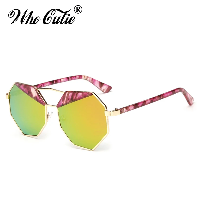 WHO CUTIE 2018 Brand Designer Octagon Eyebrow Sunglasses Women Vintage Polygon Shape Reflective Lens Men Sun Glasses Shades 234 |