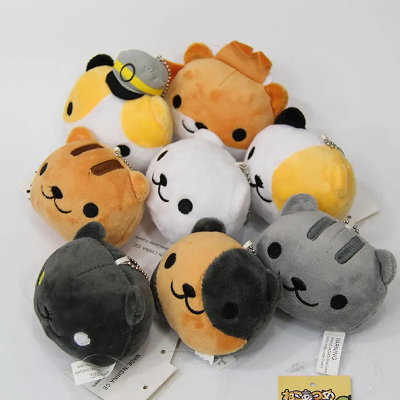 8 шт./компл. аниме Неко Atsume Кот мультфильм милые плюшевые игрушки куклы чучела животные куклы брелок для ключей шар формы подвески подарки 8 см