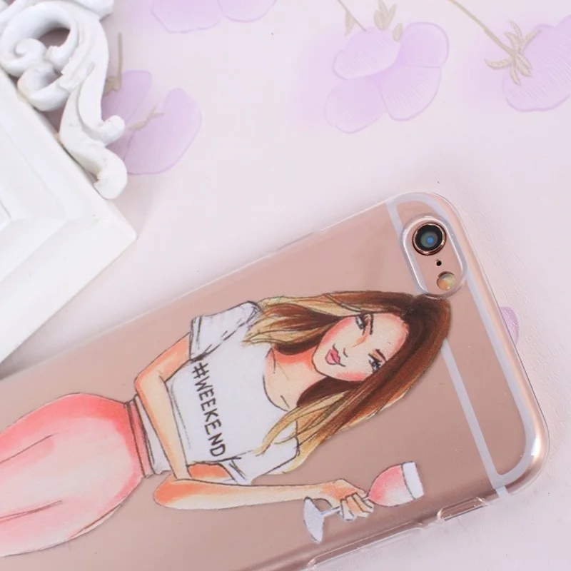 Phone Case For iPhone 7 8 Cases Soft TPU Travel Party Girls Pattern Cover 5 5s se 6 6s Silicone Shell Coque Capa |