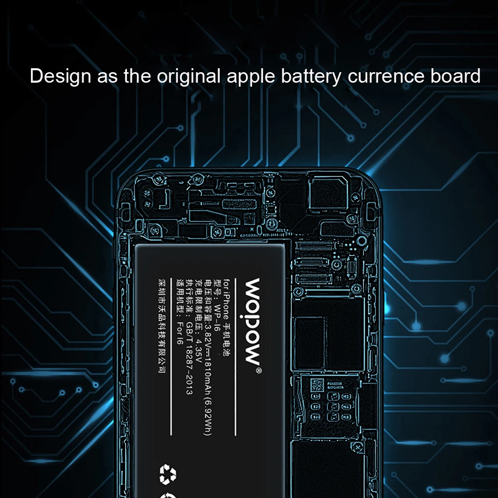 Замена бренда внутренний реальный 2750 mAh литий-ионный аккумулятор для iPhone 6 SPlus 5