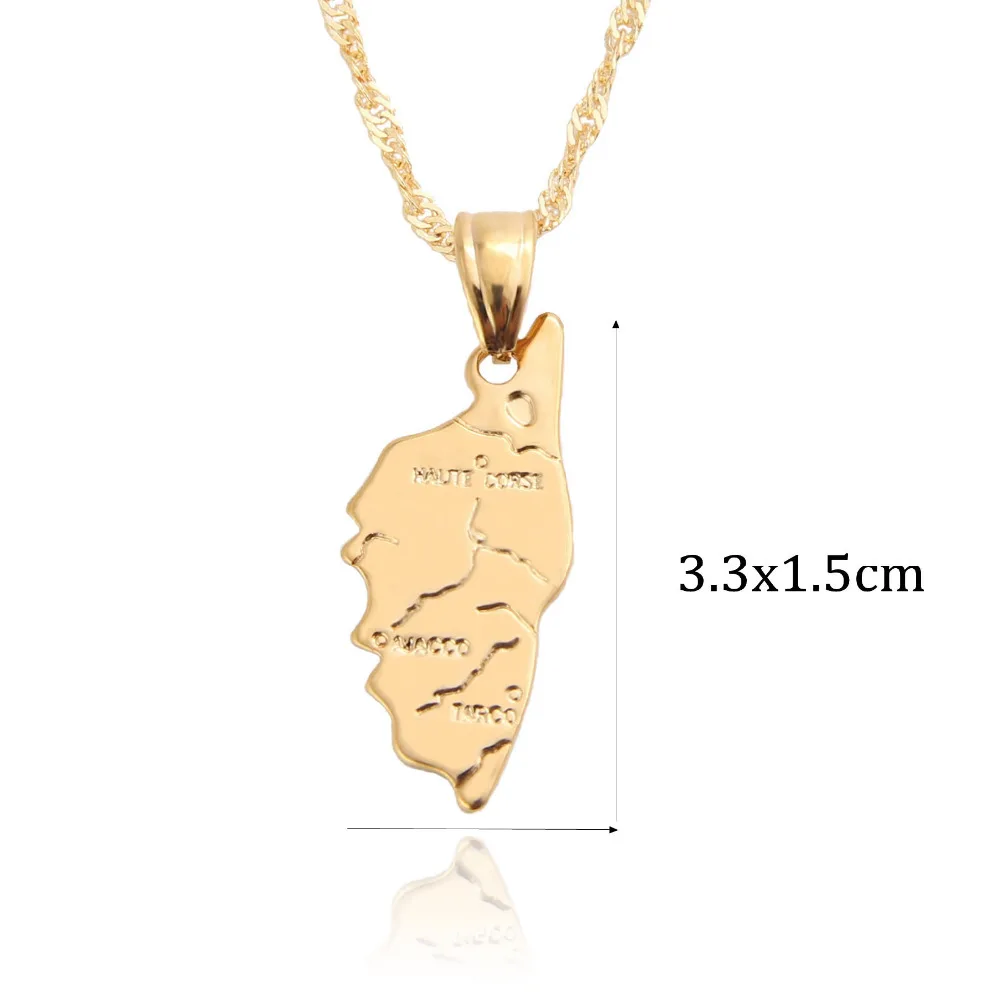 Шамти чистого золота цвет унисекс Корсика ла Корса Карта Подвески ожерелье 50 см