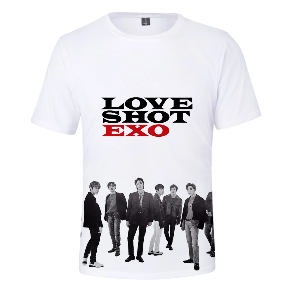 EXO love shot с 3D-принтом женская летняя классная Модная Повседневная рубашка коротким