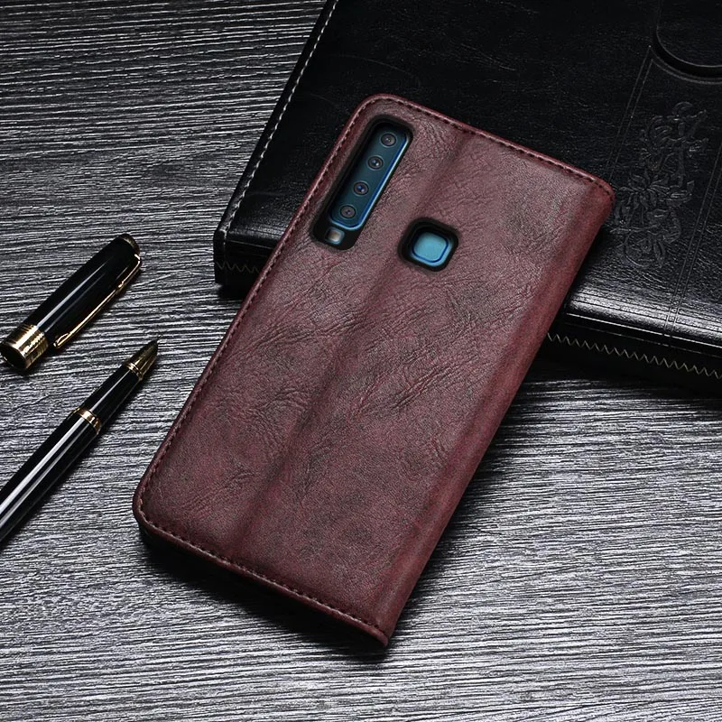For Samsung Galaxy A9 2018 Case Cover Luxury Leather Flip A920F Protective Phone Retro Back | Мобильные телефоны и