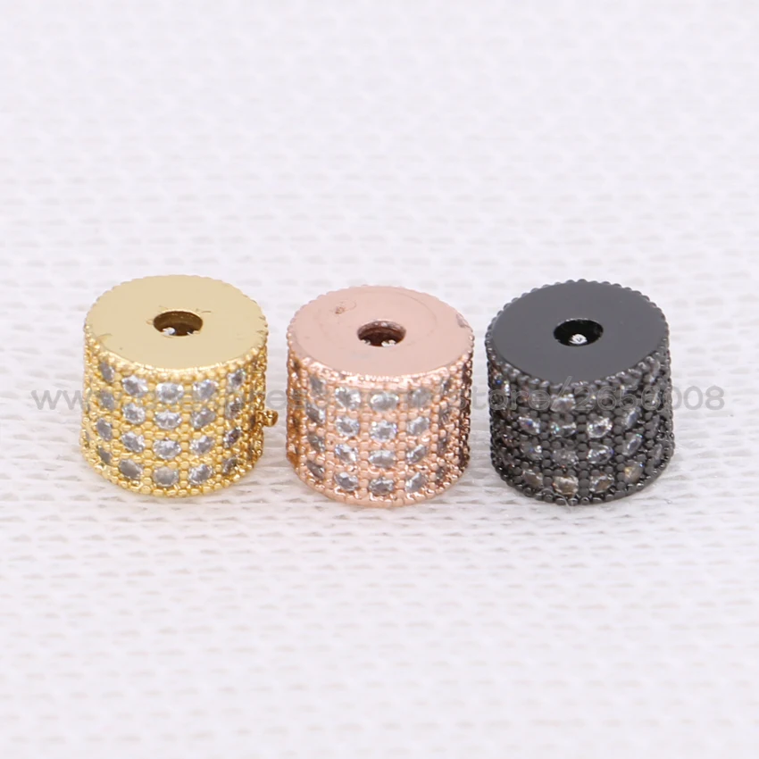 8Pcs Micro pave Cubic Zircon Charm Handcrafted Cylinder shape tiny Bracelet Accessories mix colors jewelry finding 1546 | Украшения и