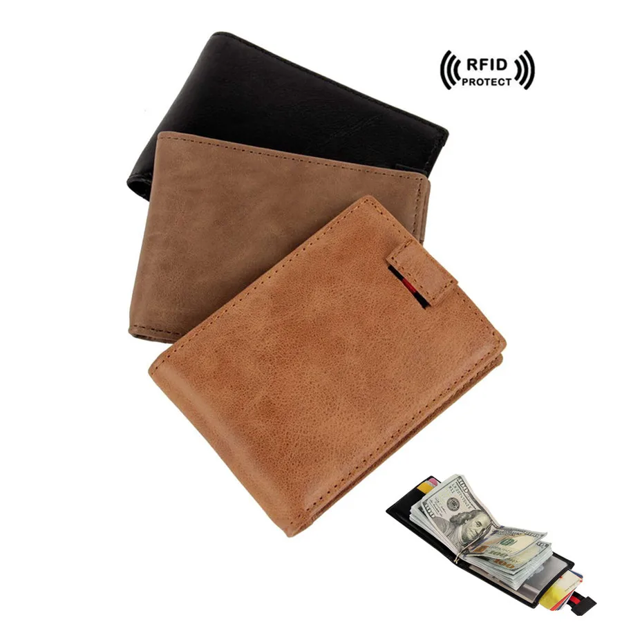 Rfid блокирующий кошелек для кредитных карт держатель денег с металлическим зажимом дизайнерский защитный