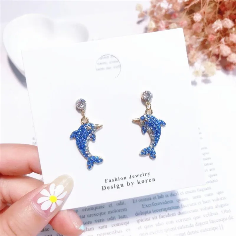 Высшее качество голубые серьги колье женское сердце Корейская личность