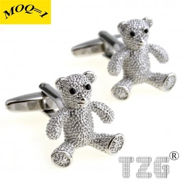 Siver запонки с медведем запонка 1 пара Бесплатная доставка Акция|cufflinks silver|cufflinks