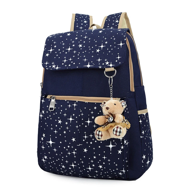 3 шт./комплект женский рюкзак школьные ранцы с принтом звезд милые рюкзаки