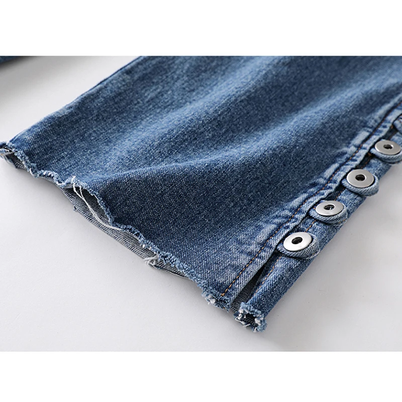 Женские брюки с высокой талией модные джинсы эластичной резинкой на талии модель