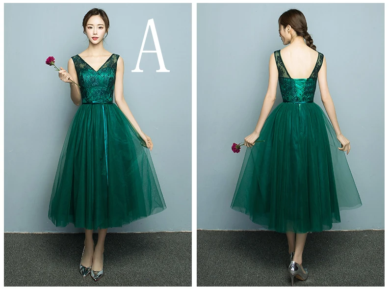 Элегантное Тюлевое платье подружки невесты с v-образным вырезом длиной ниже