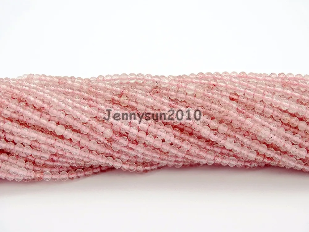 

Brilliant Cut Shining Natural Strawberry Quartz Gems Stone 2mm~2.7mm Faceted Round Beads Jewelry Making 2 Strands/Pack