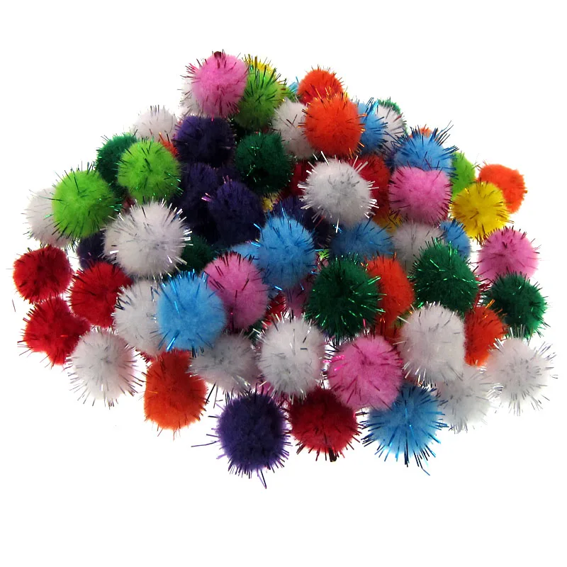 

150pcs 2.0cm Glitter pompoms soft pom poms balls for Arts Toys DIY Craft Supplies Sewing Fabric pompoms wedding Home Decoration