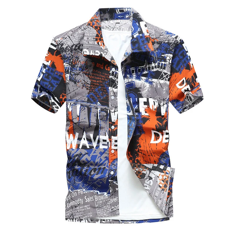 

Mens Hawaiian Shirt Male Casual camisa masculina Printed Beach Shirts Short Sleeve brand clothing Free Shipping Asian Size 4XL