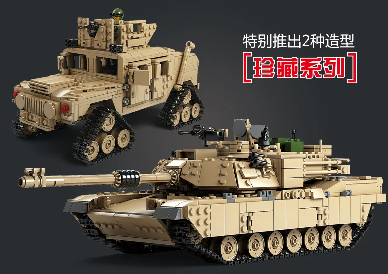 1463 unids Класико M1A2 Abrams MBT танк де 409 баталла принципал 2 в 1 Hummer Modelo Juguete bloques construccion