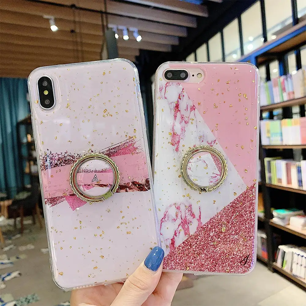 Kisscase украшение Мраморное кольцо держатель чехол для iPhone 6 6S 7 8 Plus X XS MAX XR задняя