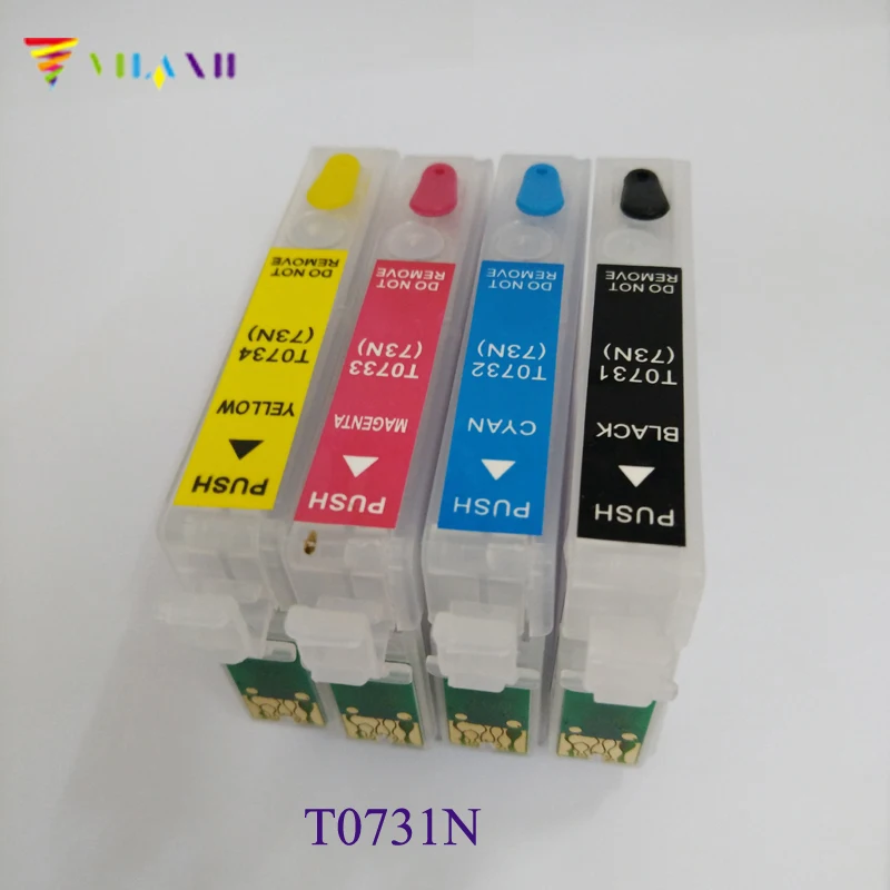 

Пустой перезаправляемый картридж Vilaxh T0731N, 4 шт., для принтера epson TX200, TX410, TX400, TX210, Stylus, для офиса, TX300F